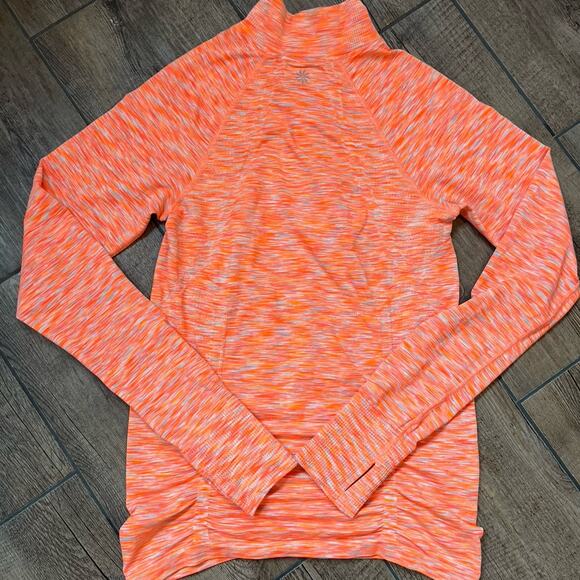 Athleta Orange Lightweight 1/4 zip stretch pullover Women’s Size Medium‎ - Picture 2 of 5